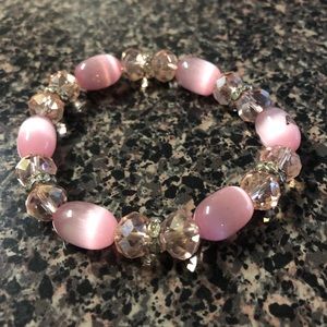 Light pink glass beads bracelet women’s